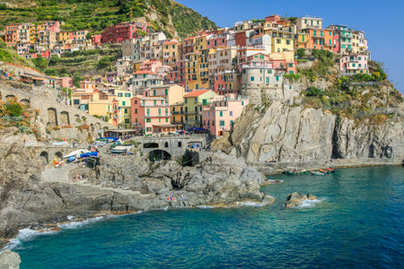 Manarola village , Cinque terre National Park in summer. Liguria. Italy