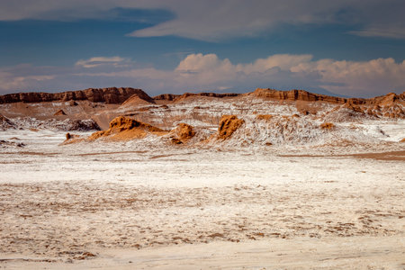 Moon Valley, Valle de la Luna at peaceful sunset, Atacama desert, Chile, South Americaの写真素材