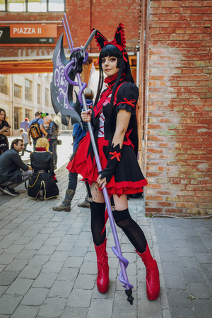 September 22, 2018 Kiev, Ukraine, Art Plant Platform. festival of modern pop culture COMIC CON Ukraine fans of animation, cinema, games and literature! .The girl in the costume of an animated characterのeditorial素材