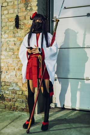 September 22, 2018 Kiev, Ukraine, Art Plant Platform. festival of modern pop culture COMIC CON Ukraine fans of animation, cinema, games and literature! The girl in the costume of an animated characterのeditorial素材