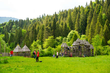 Urich village,  Lviv Region, Ukraine, May 26, 2019, museum Tustan fortress, Truskavets,