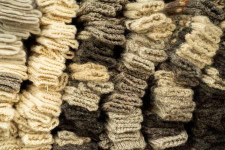 warm knitted socks made of wool, a large number of productsの写真素材