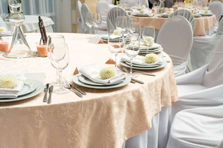 table decorations and serving in the restaurant