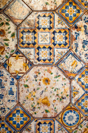 Laid decorative wall tiles with ornament