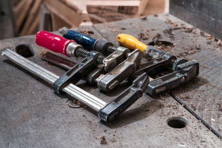 Instruments on the metal surface of the machine