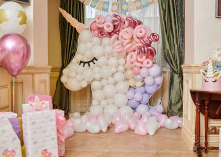 Birthday party balloons, holiday event for childrenの写真素材