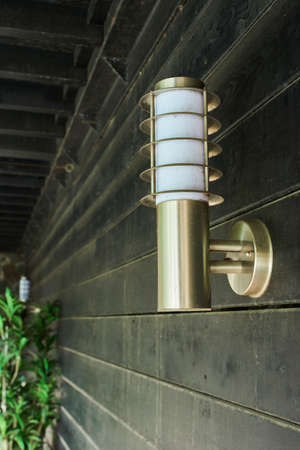wall street lamp, all-weather lamp on the terrace of the houseの写真素材
