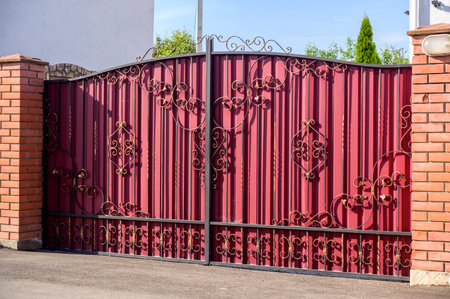 brown iron gate, close-up shot of a metal gate fence