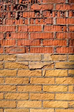 brick stone wall of the house, territory fencing, shot close-upの写真素材