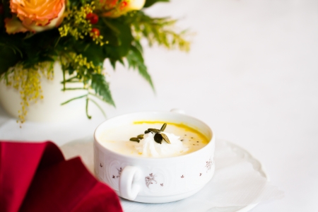 Covered Table with Coffeeの写真素材