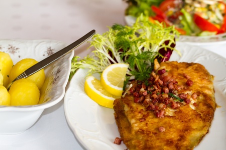 Covered Table with flounder fish