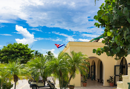 Public golf course with view of the green and the caddy house in Varadero Cuba - Series Cuba Reportageの写真素材