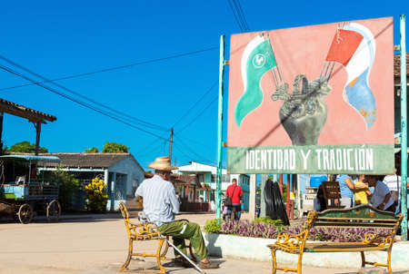 View of street life with an old man in Santa Clara Cuba - Serie Cuba Reportageのeditorial素材