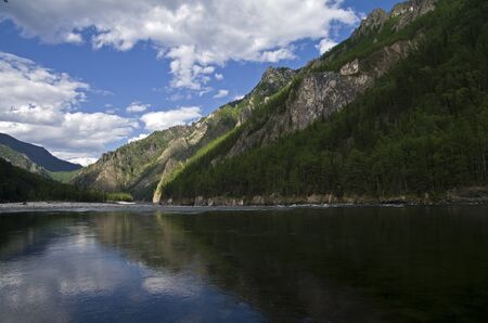 Sayan Oka River in the canyon Orho-Bom, Eastern Sayan, Siberia, Russiaの写真素材