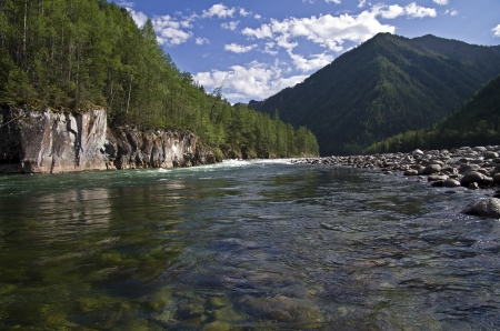 Sayan Oka River in the canyon Orho-Bom, Eastern Sayan, Siberia, Russiaの写真素材