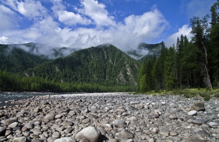 Sayan Oka River in the canyon Orho-Bom, Eastern Sayan, Siberia, Russiaの写真素材