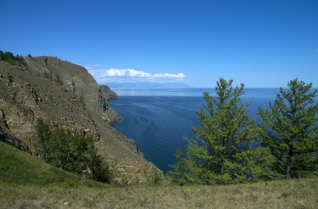 Baikal landscape  View from the island of Olkhon  の写真素材