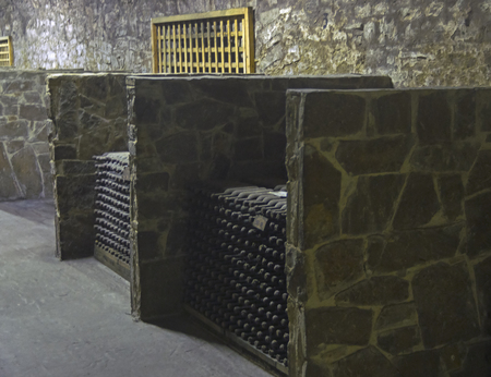 Enoteca  - aging of dessert and fortified wines in bottles. Sunny Valley winery, Crimea.