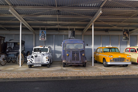 DISNEYLAND PARIS, FRANCE - DECEMBER 16, 2017: Cars from the movies "102 Dalmatians" and "Pearl Harbor". Walt Disney Studios Parkのeditorial素材