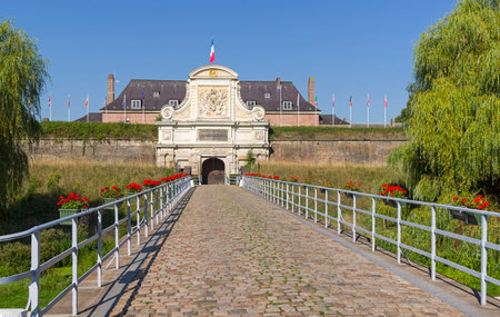 Gate in the old fortress. Lille, France. Sunny day in early September.のeditorial素材