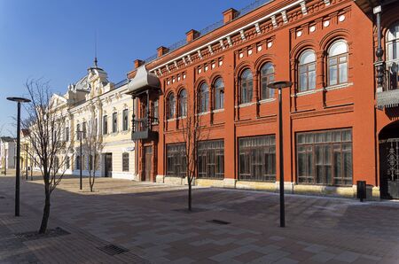 Metallistov street - a  pedestrian street in the downtown of Tula, Russia. End of April. Bright...