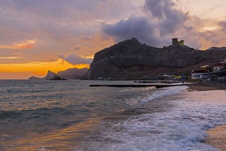 Sunset in the bay of the resort town of Sudak. Crimea.の写真素材