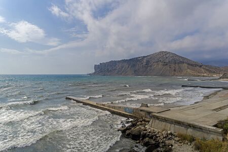 View of Cape Alchak from Kapsel Bay. Crimea, September.の写真素材