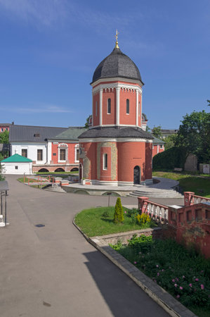 Cathedral of Peter the Metropolitan in Vysoko-Petrovsky Monastery. View of the gulbishche of the...