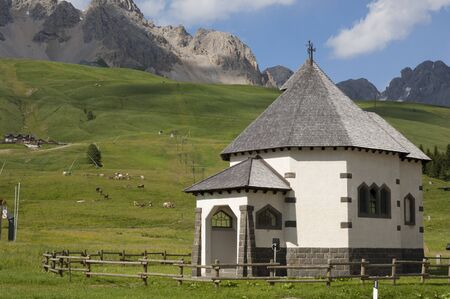 Mountain pass Passo San Pallegrino, Moena, Dolomiti, Trentino Alto Adige, Italyの写真素材