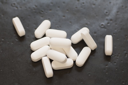 Close-up view of Glutamine tablets dietary supplementの写真素材