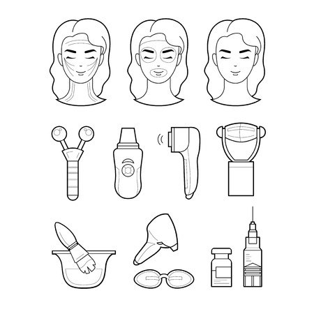 The model and instruments of cosmetology based services.のイラスト素材