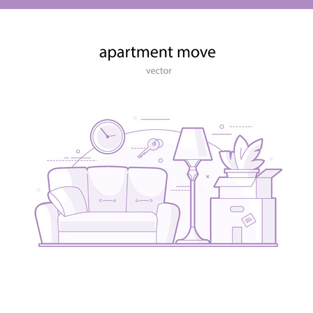 Apartment move line vector illustrationのイラスト素材
