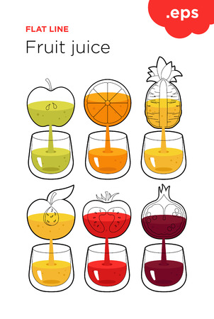 Fruit from which the juice flows into the glass by linesのイラスト素材