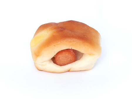 Bread Sausage Isolated Shot