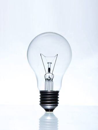 Eletric light lamp on gray gradient backgroundの写真素材