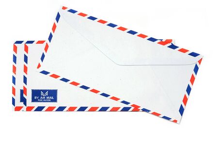 Group of "Air mail" envelopes on isolated whiteの写真素材