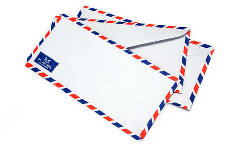 Group of "Air mail" envelopes on isolated whiteの写真素材