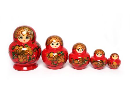Group russian doll on white background.の写真素材