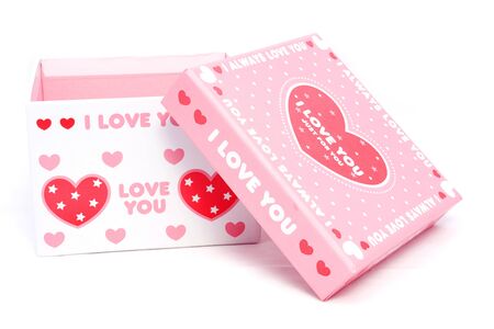 open white i love you gift box in isolatedの写真素材