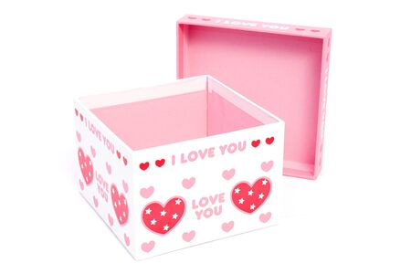 open white i love you gift box in isolatedの写真素材