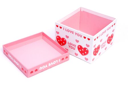 open white i love you gift box in isolatedの写真素材