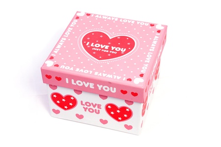 White i love you gift box in isolatedの写真素材