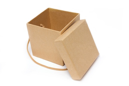 Open craft box on isolated white backgroundの写真素材