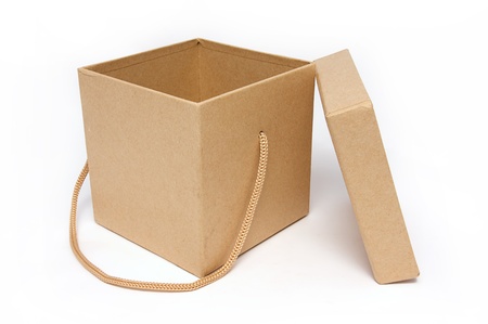 Craft present paper box on isolated whiteの写真素材