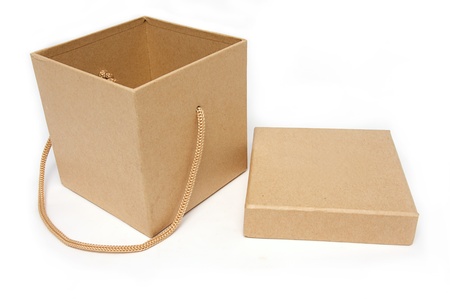 Craft present paper box on isolated whiteの写真素材