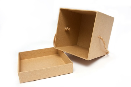 Craft present paper box on isolated whiteの写真素材