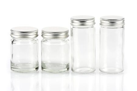 Group of empty pills bottle on white backgroundの写真素材