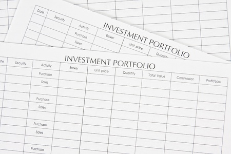 Close up stack of investment Spreadsheetsの写真素材