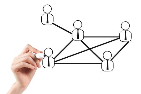 businessman sketching teamwork conceptの写真素材