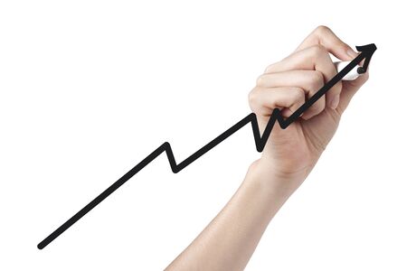Businesswoman drawing line graph on screen-Armの写真素材